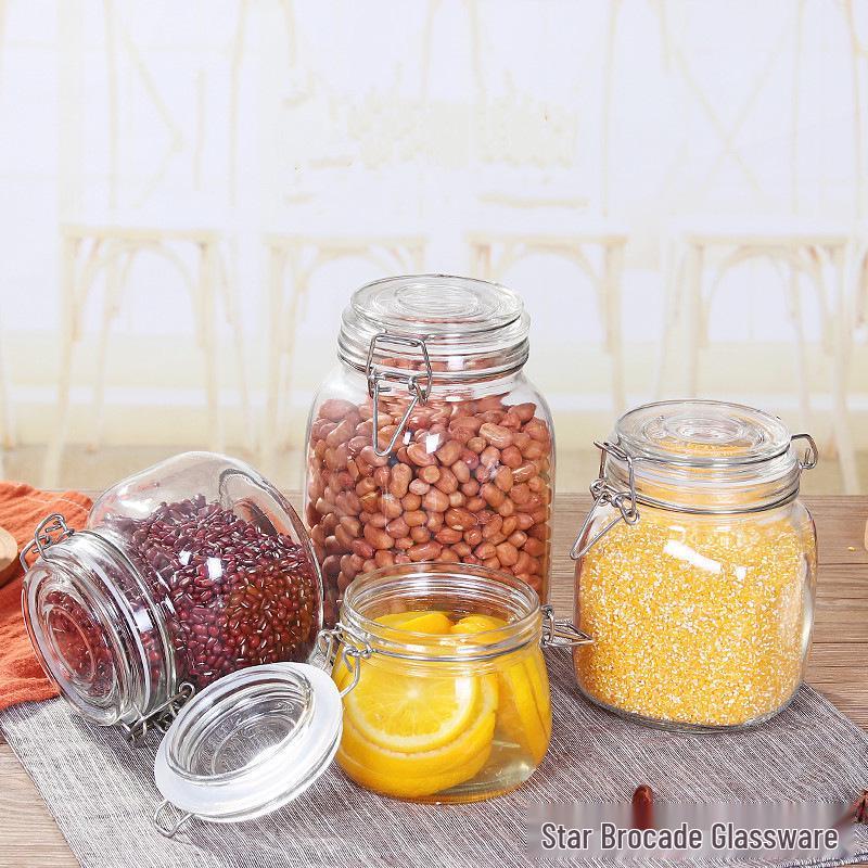 Stainless Steel Lid Glass Storage Jar for Tea, Food, Jam, and Honey