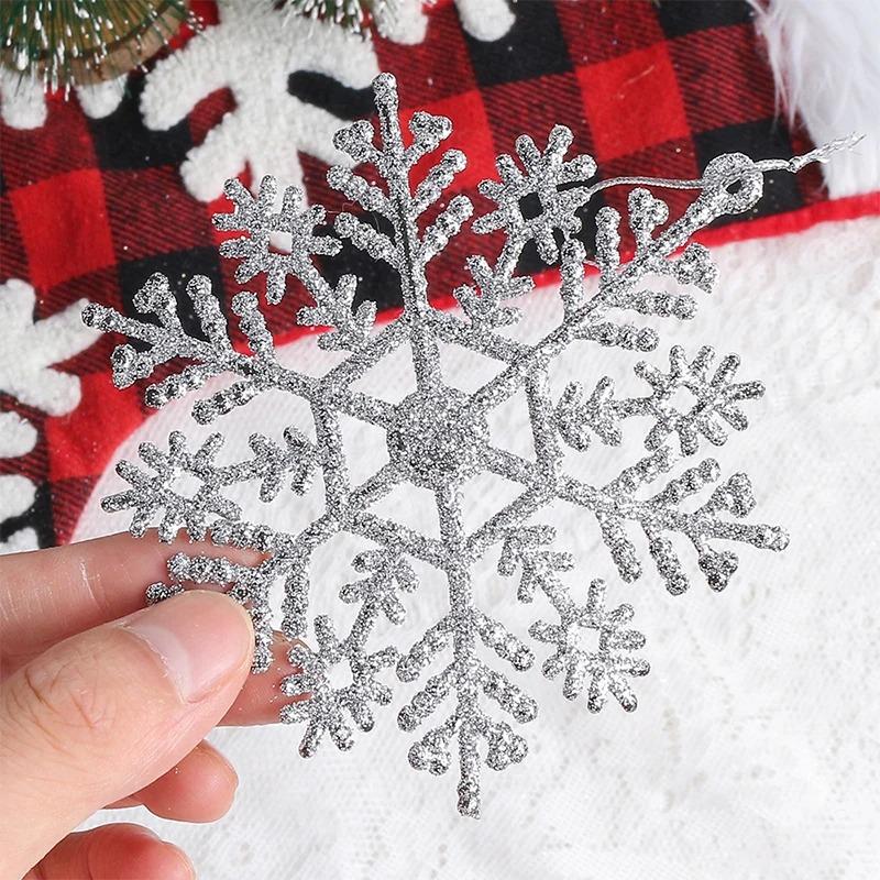 3Pcs/Box Christmas Decoration Snowflake Hanging For Xmas Tree Ornament Home Room Decor Winter New Year 2025 Navidad Accessories