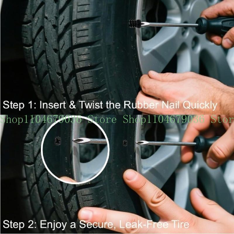 652F 60Pieces Quick Fix Tire Repair Rubber Plugs and Screwdriver Tool for Motorcycles