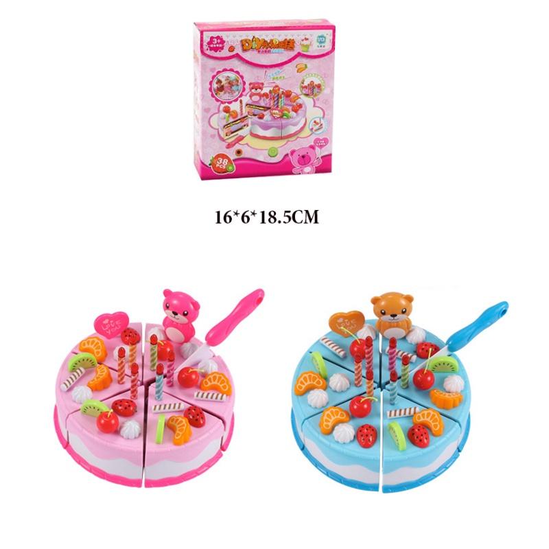 Cartoon Style Cake Food Kitchen Plastic Kettle Cookies Toys For Kids Birthday 37pcs Gift Set