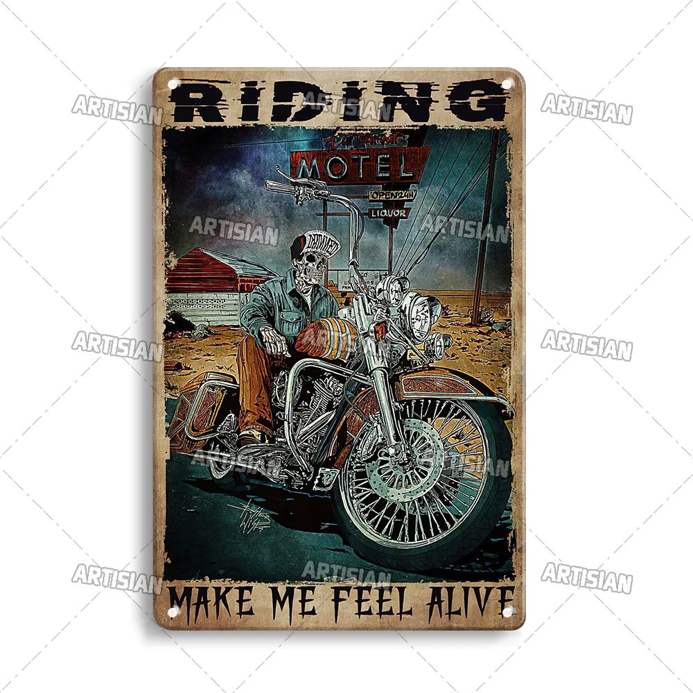 ARTISIAN Vintage Motorcycle Metal Tin Sign Decorative Plate Wall Art Metal Poster Bar Home Metal Plaque Studio Industrial Decor