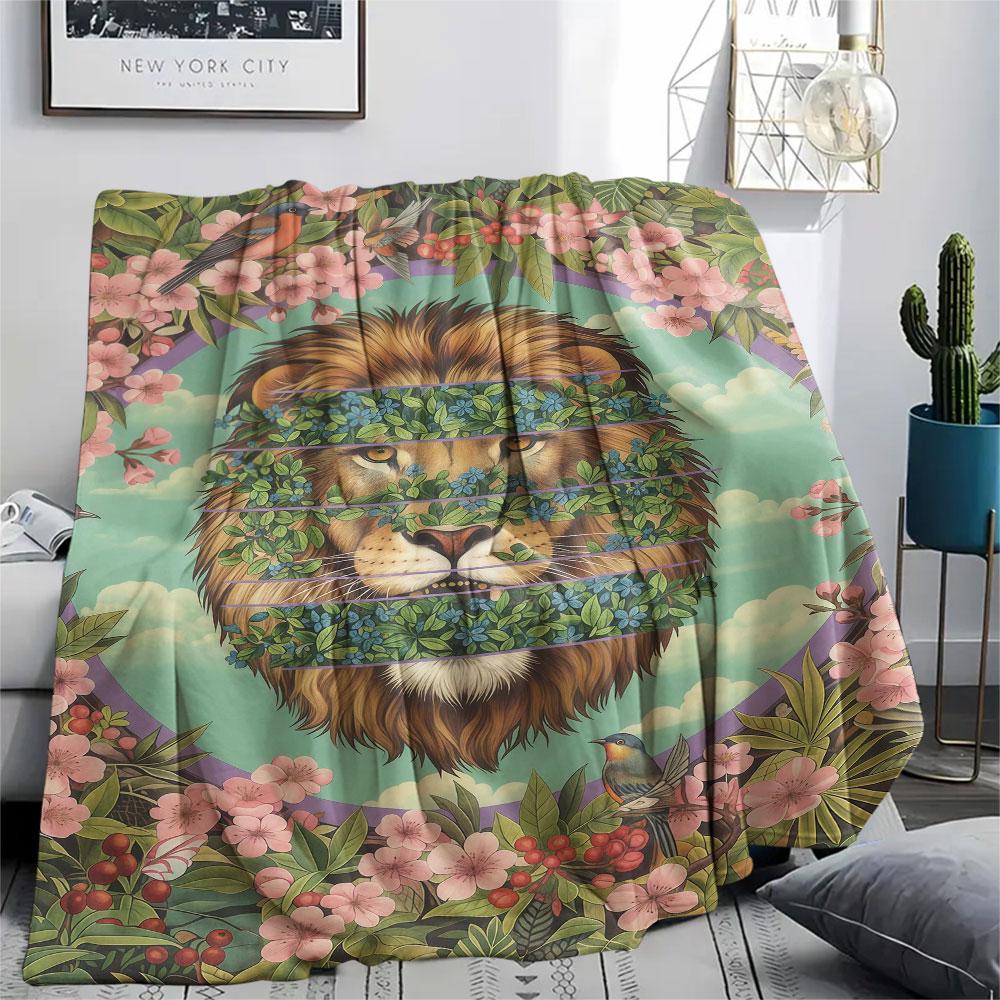 1Pc SplashingAnimals Print Flannel Blanket, High Quality Comfortable for All Seasons, Home Decor, Warmth and Comfort, Perfect for Christmas Gifts