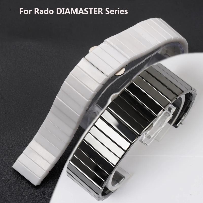 Ceramic WatchBand Replacement Rado DIAMASTER Series Black Watch Chain Men's 27mm 35mm Folding Buckle Watch Strap