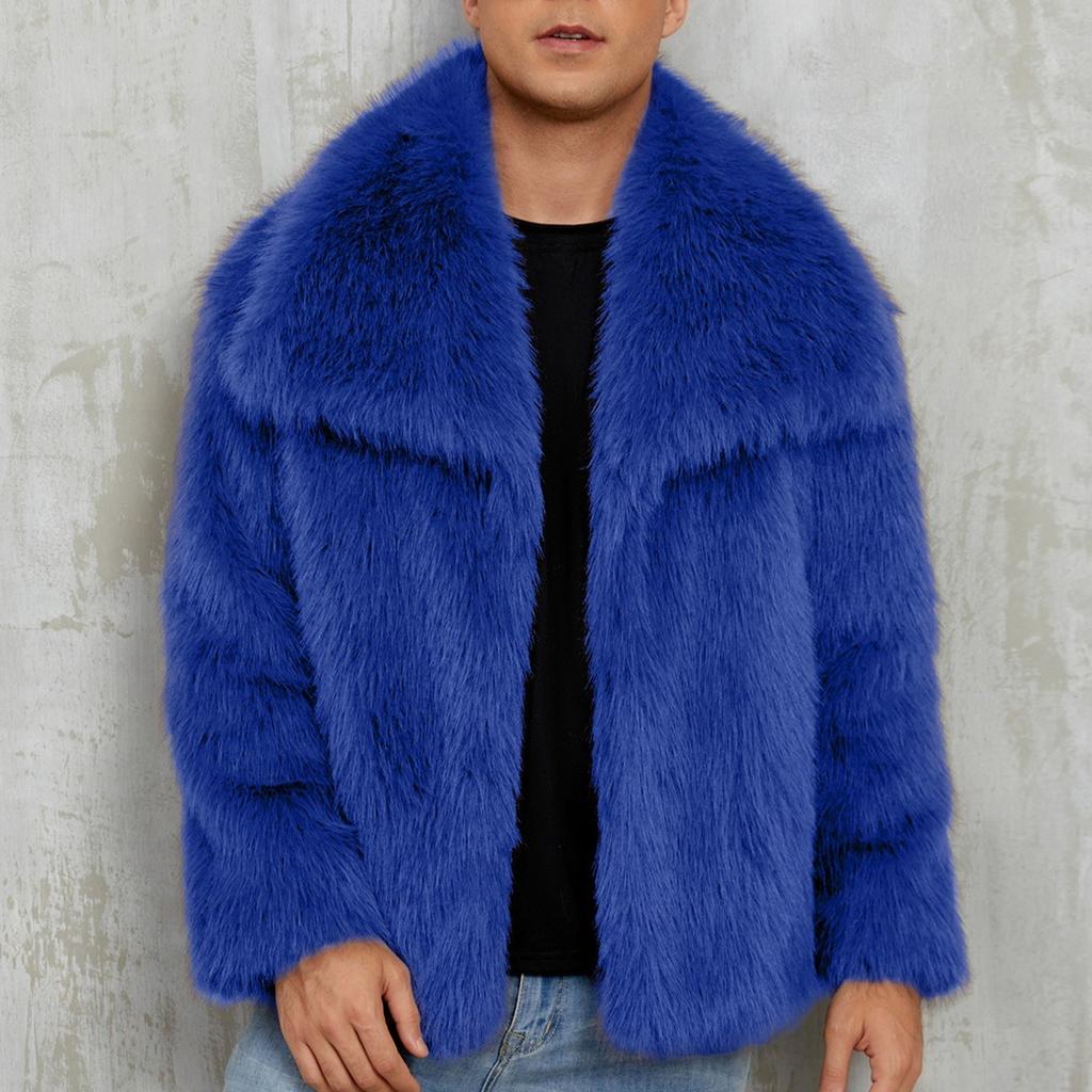 Cappotto in Eco-pelliccia Giacche Invernali da Uomo Antivento Peloso Lusso Collo a Revers Cappotti Giacca in Eco-pelliccia con Tasche Uomo Caldo Soffice Trench Giacche in Eco-pelliccia