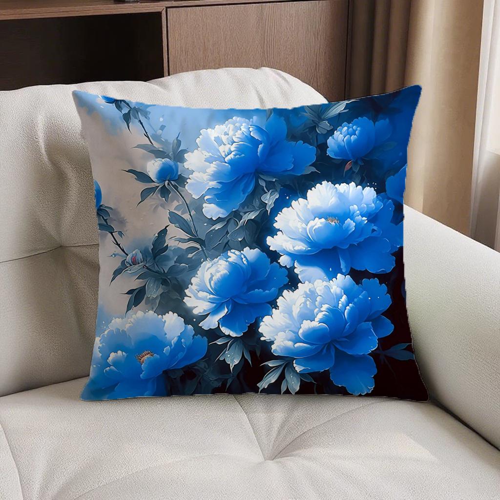 Double-Sided Detachable Cover Wealthy Peony Flower Pillow Living Room Sofa Car Bed Head Square Throw Pillow Case Chinese Style