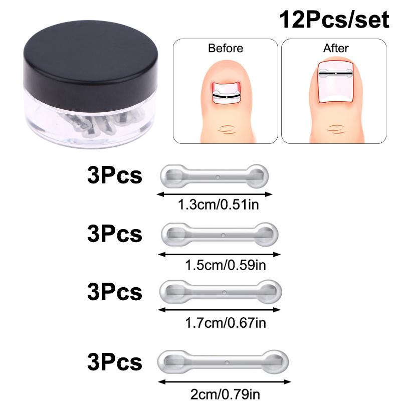 12/10Pcs Ingrown Toenail Treatment Kit Multi-Sized Titanium Alloy Nail Corrector Tools for Curved Toenails