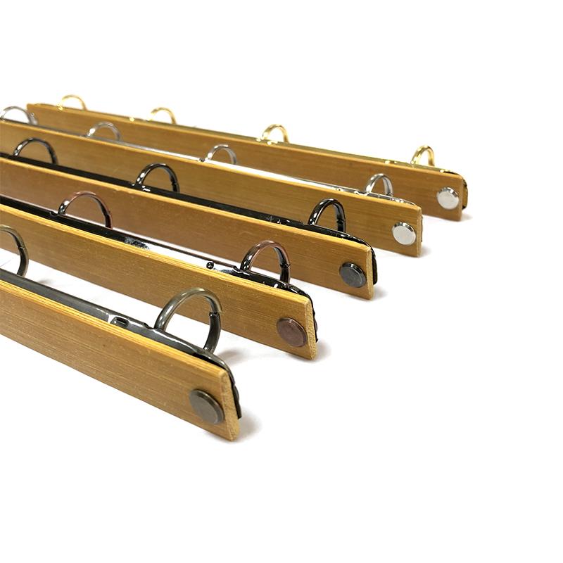 A4 Metal Ring Binder Clips with Bamboo Back Panel 4 Detachable Buckle Loose-leaf Binding Strip for Data Book Album Notebook