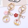 Cute Cartoon Rabbit Keychain Pendant with Floral Design