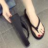 Fashion High Heels Clip On Sandals Summer Thick Soled Beach Anti Slip Slope Heel Flip Flops Womens Outdoor Wear Simple Beach Women Shoes