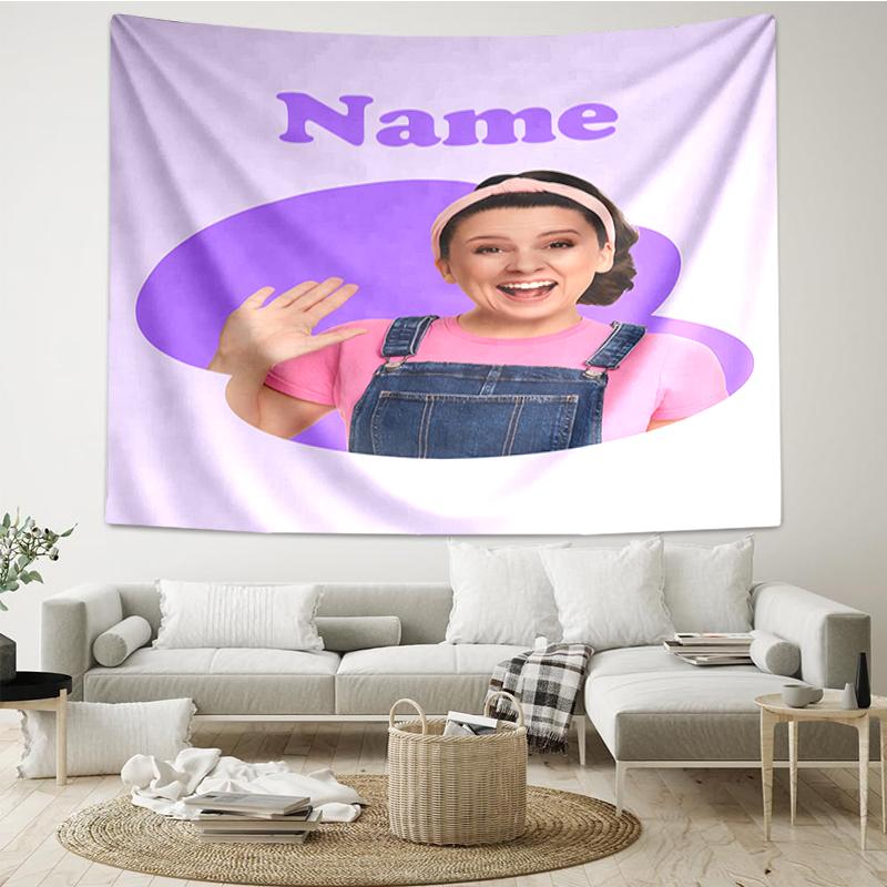 Custom Name Ms. Rachel Print Tapestry, Backdrop, Easy Setup, Ideal for Bedroom, Office & Living Room, with Aesthetic Wall Hanging Decor.