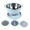 4 In 1 Colander Bowl with Slicing Tools Rotatable Strainer 2 Layer Stainless Steel Ergonomic Handle