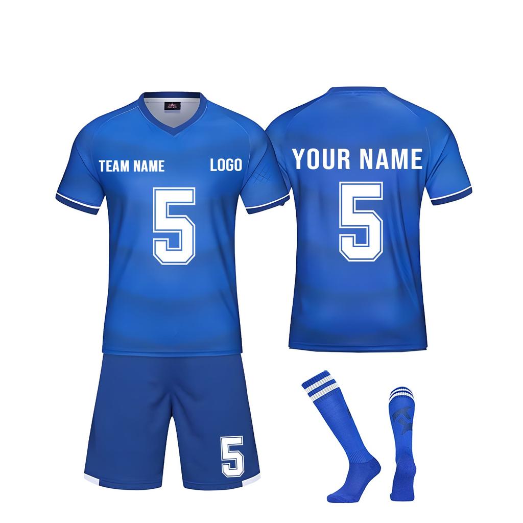 Men's Soccer Jersey Set Breathable Red Sportswear with Shorts and Socks for Training and Matches