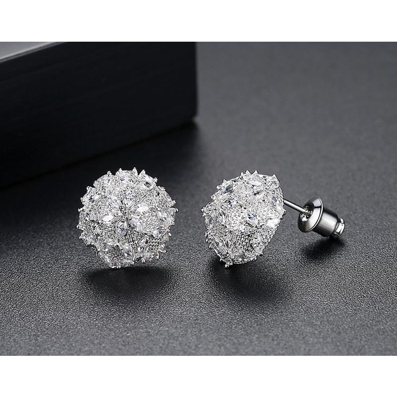 CMM Korean Style Yellow Golden Color Zircon Stud Earrings