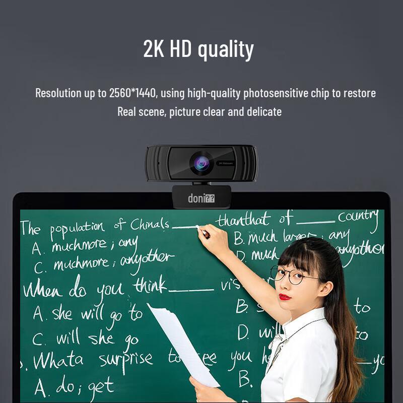 Aoni C39 2K HD USB Webcam with Dual Mics