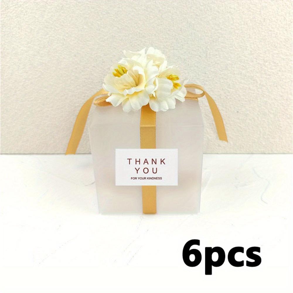 6pcs Transparent Romantic Wedding Candy Boxes Creative Wedding Souvenirs Wedding Square Candy Boxes Business Supplies Packaging Box Wedding Decoration
