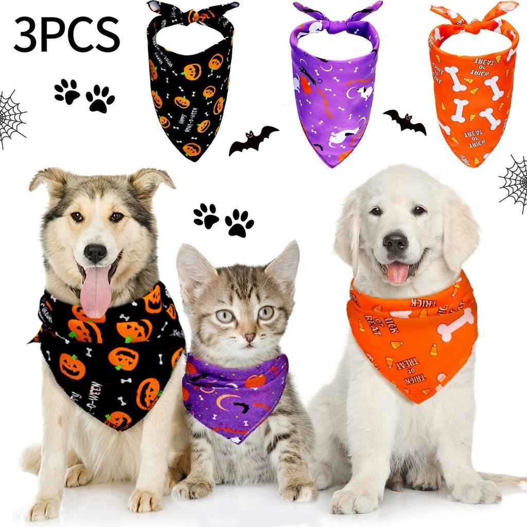 Halloween cute pet bandana, customizable with your own design, HALLOWEEN pattern triangle bandana