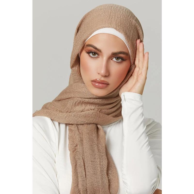 1-61 Colors Pleated Plain Hijab Scarf Bubble Solid Muslim Turban Wrinkle Women Scarves Veil Ripple Hijab Scarf Shawl Headscarf