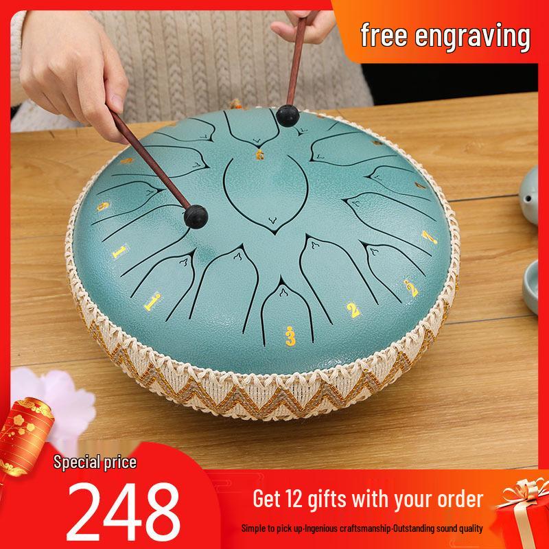 Wangyou Lingling Tamburo a Lingua d'Acciaio - Strumento a Percussione Handpan da 6/6.8/8/10/12/13 Pollici.