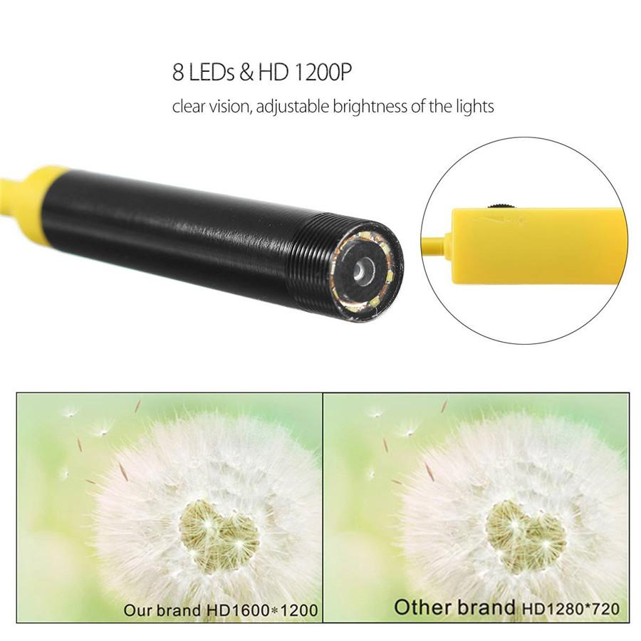 5M Hard Cable  8LED WiFi Endoscope Borescope Inspection HD 1200P Camera IP68 For