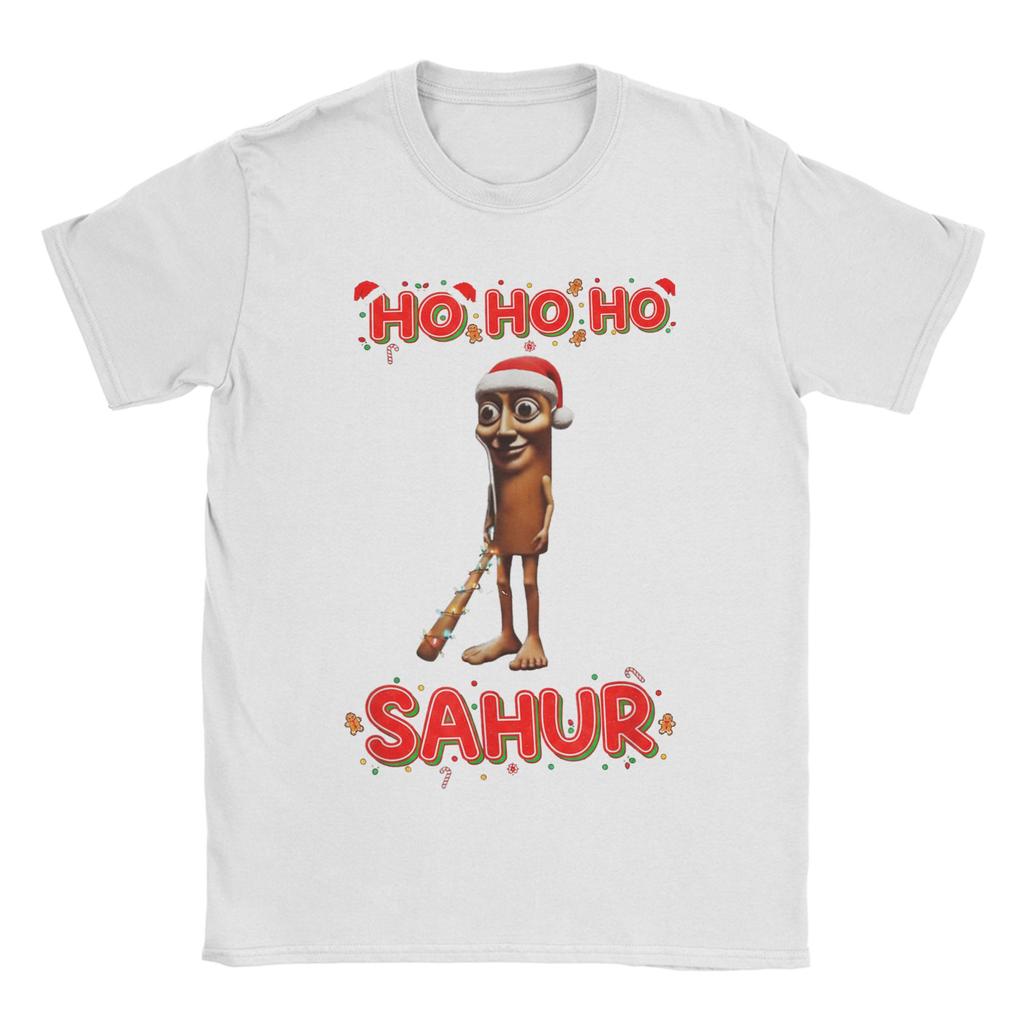 Men T-Shirts Christmas Italian BRAINROT HO HO HO Creative Pure Cotton Tee Shirt Short Sleeve  T Shirts O Neck Clothes Plus Size