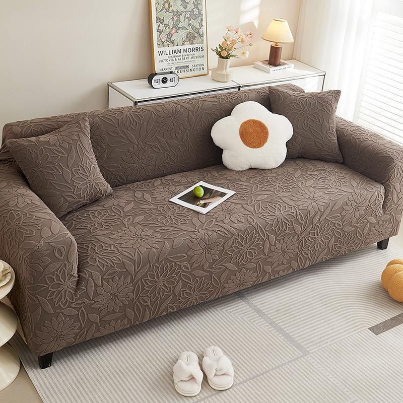 Simple Style Jacquard Fleece Sofa Cover, All-Season Non-Slip All-Inclusive Universal Cover