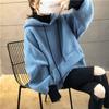 Large Size Fake Two-piece Plush Hoodie Loose Thick Autumn and Winter Jacket Lantern Sleeve Hooded Top Soft and Comfortable