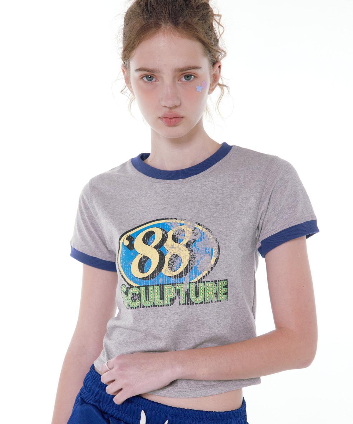 Noiago Noi1660 Vintage Graphic Ringer T-Shirt (Gray) Free