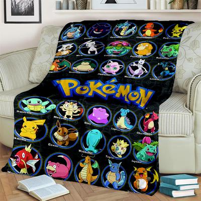 2025 Neu Niedliches Pikachu Pokemon Cartoon Geschenk Weiche Plüschdecke, Flanelldecke für Wohnzimmer Schlafzimmer Bett Sofaüberwurf Kinder