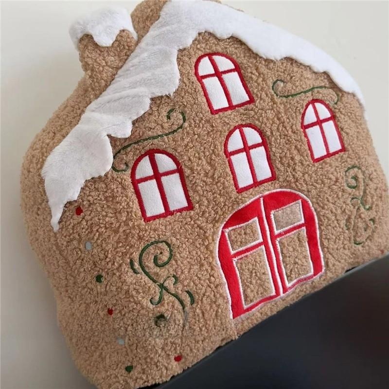 Christmas House Shape Plush Toy Doll Bedroom Dormitory Headrest Cartoon Gift