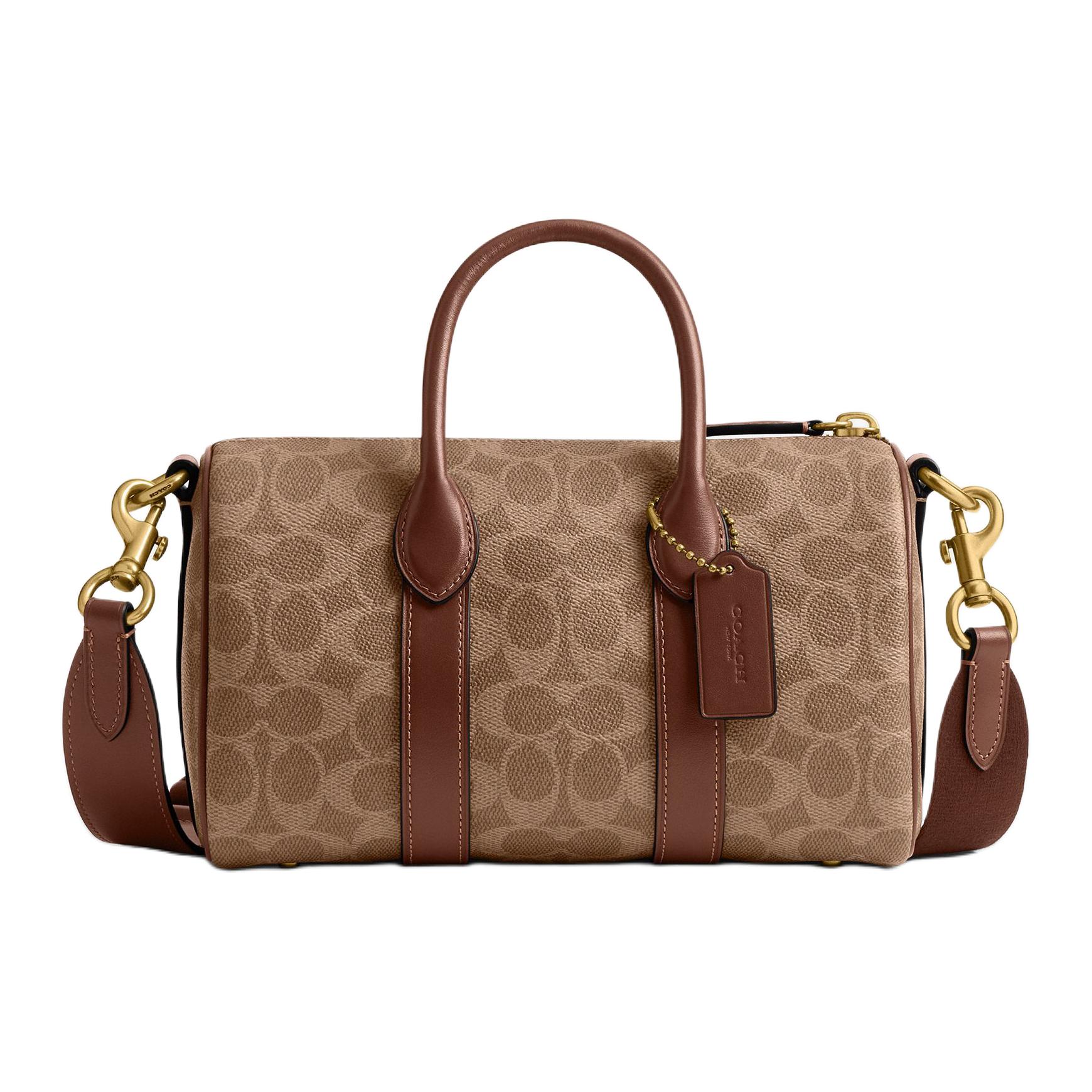 Coach Unisex Brown/Yellow Compass 25 Zipper Closure Monogram Synthetic Leather Tote Bag Medium Tote Bag Ccf49-Xj3