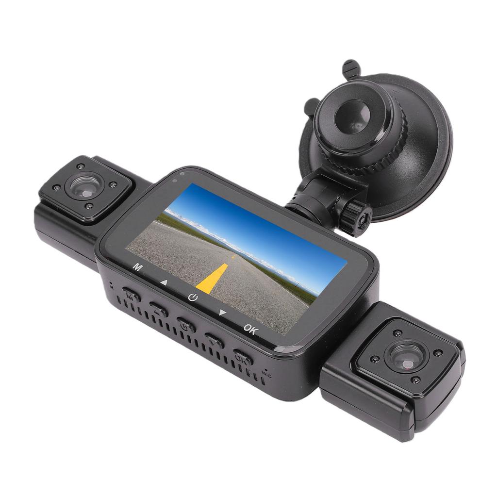 Dash Cam Front Rear Inside 4 Lens 1080P HD Wide Angle Dashboard Camera Recorder with 3 Inch Screen for Car Driving