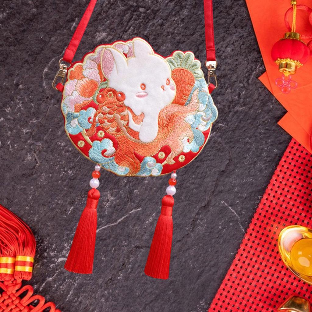 Chinesische Jahr Geldbörse Stickerei Umhängetasche Hanfu Tasche Happy Handy Kosmetik Schulter