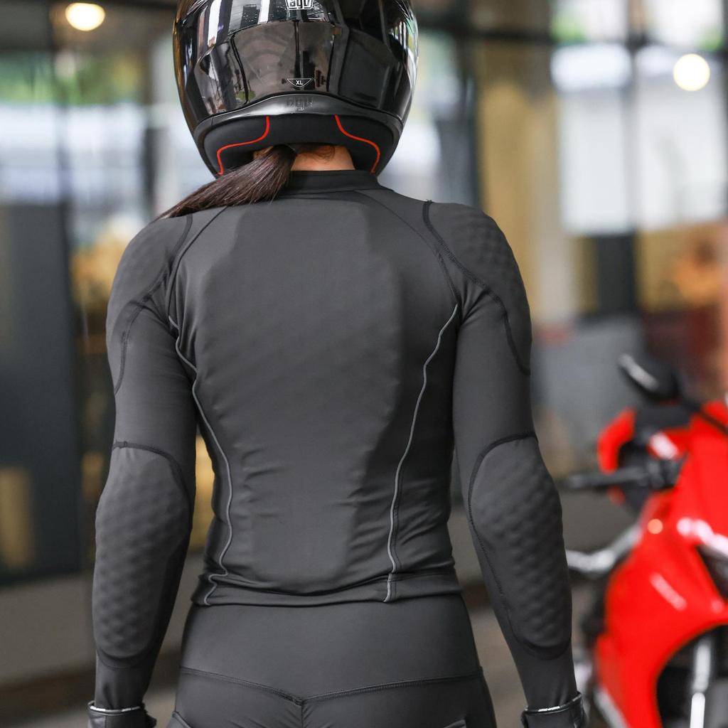 Wosawe Damen CE-zertifizierte Fahrerbekleidung, winddichter Rückenprotektor, Schulter- und Ellbogenprotektoren, abnehmbarer weicher Protektor, Motorradjacke