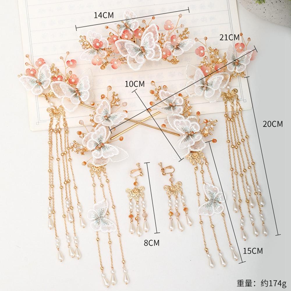 Accessories Hanfu Tassel Hair Comb Pearl Wedding Jewelry Hairpin Hair Sticks Headdress Jewelry Set