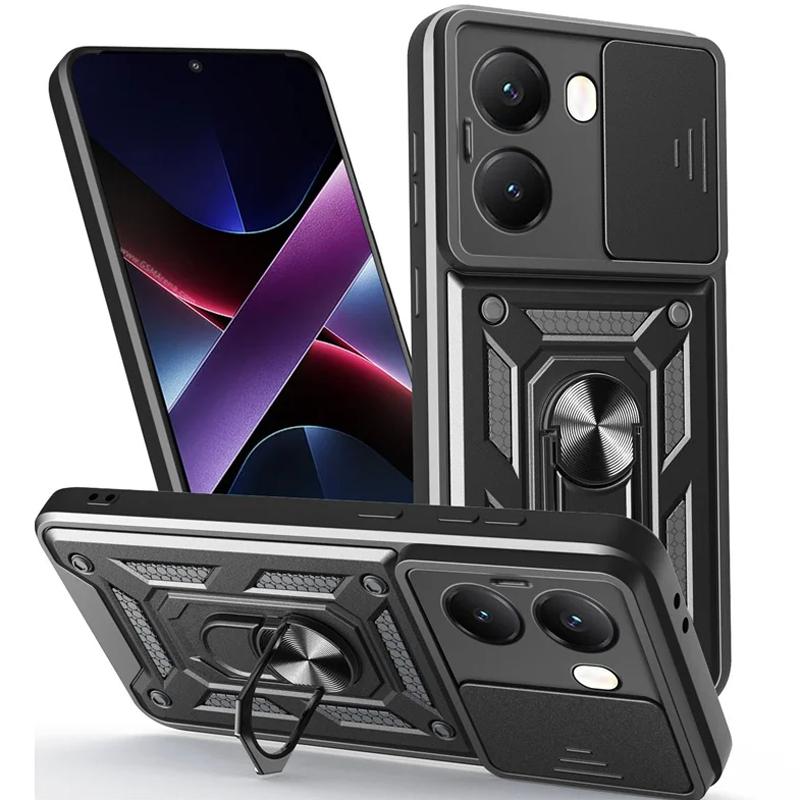 

Ударопрочный защитный тяжелый жесткий чехол с металлической подставкой для Poco X7 Pro X6 Pro F6 Pro C75 C65 Poco X7 Pro чёрный