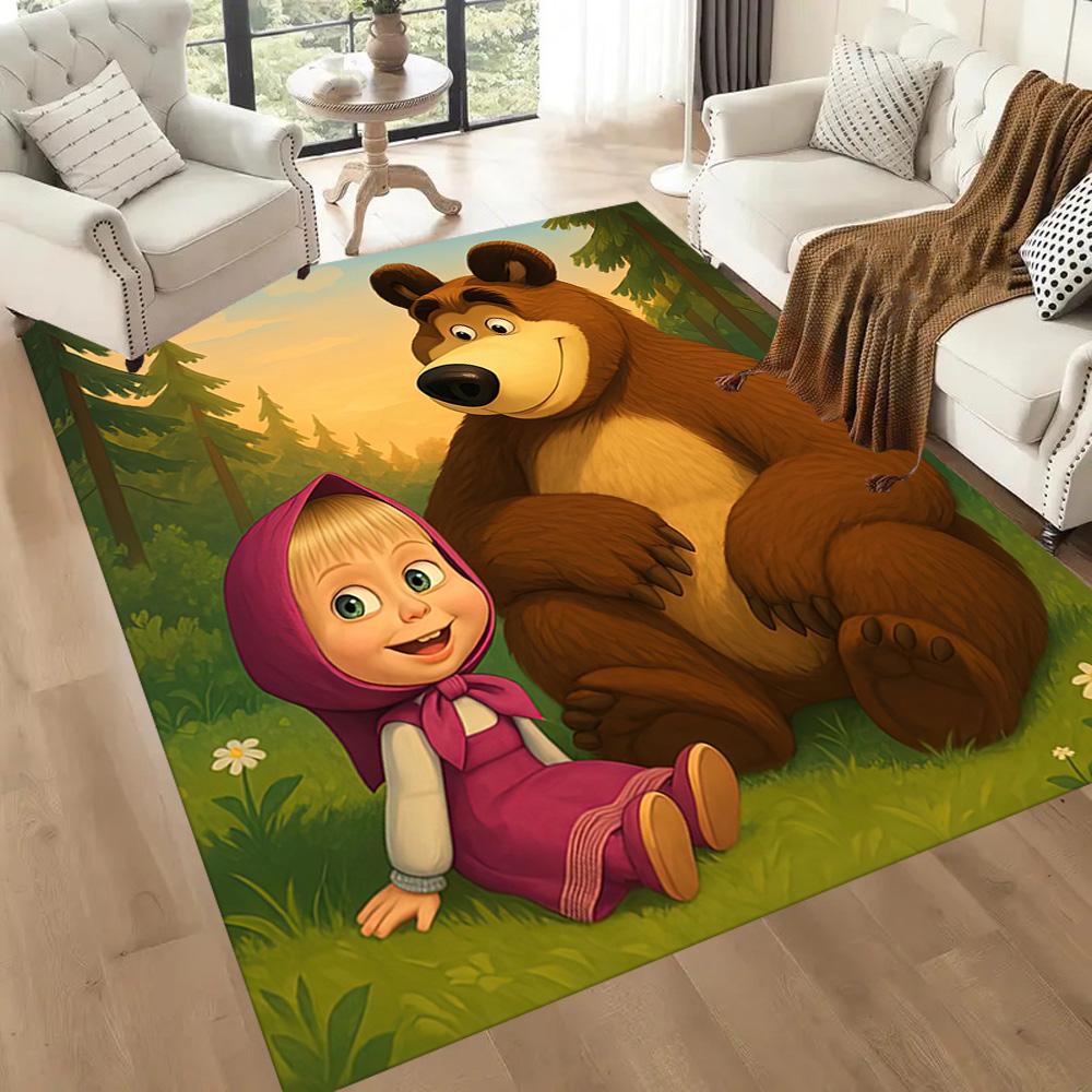 Masha Bear Area Rug Suitable for Bedrooms Game Room Study Room Decorate Room Anti-slip Rug Anime Office Decor Gift for Festivals