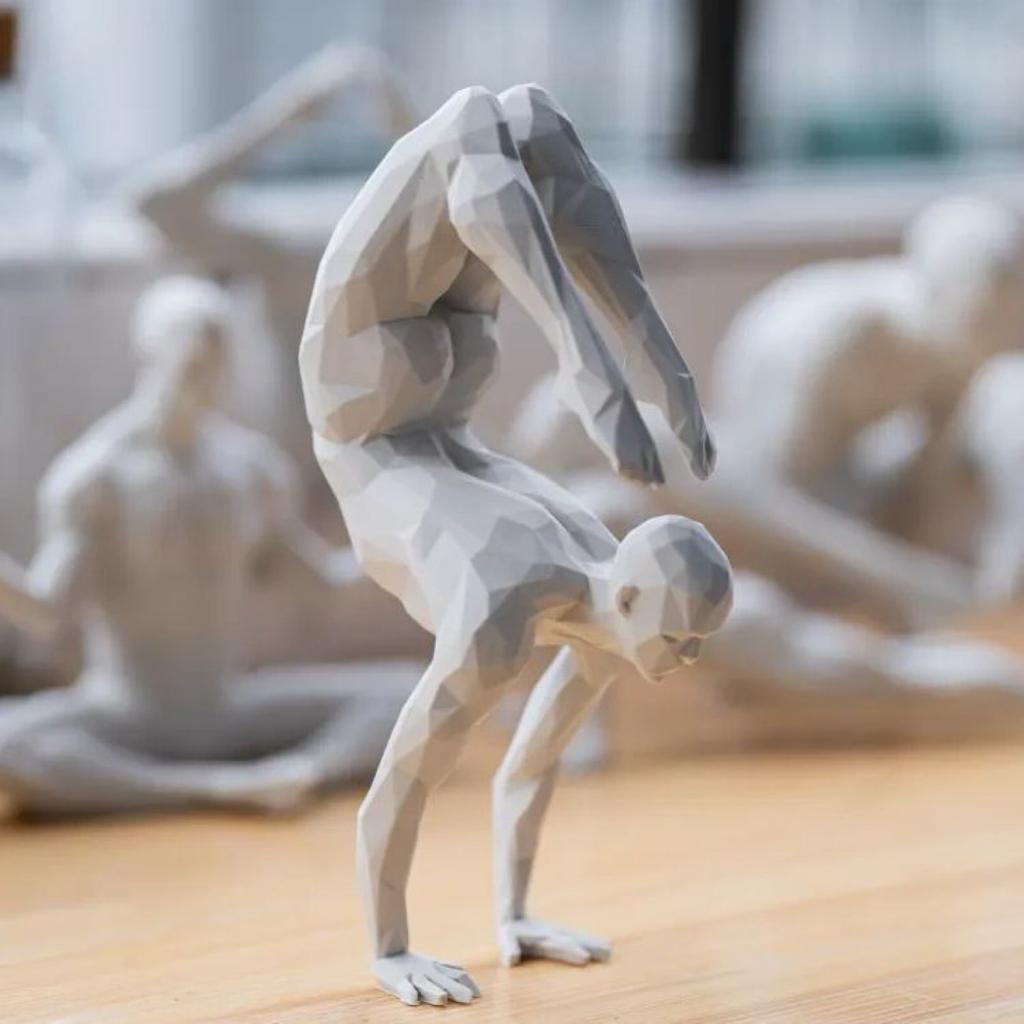 3D Yoga Pose Figurine – Male Plastic Desktop Ornament for Home & Office Decor