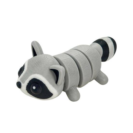 DYS 3D Printed Raccoon Figurine Decoration with Movable Joints, Cute Articulated Animal Desktop Ornament, Stress Relief Toy for Home Office