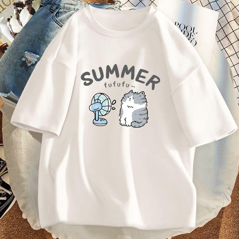 

Summer Small Fresh Cartoon Tshirt Short Sleeve Loose Casual Trend Ing Teen Printed Fivequarter Sleeve Large Size Top S