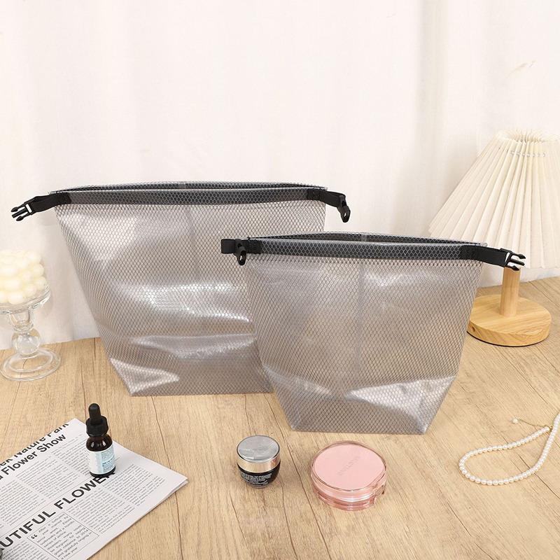 Waterproof Cosmetic Storage Bag Large Capacity Fitness Clothing Swimming Handbag Portable Shopping Travel Buckle Type Mesh Bags