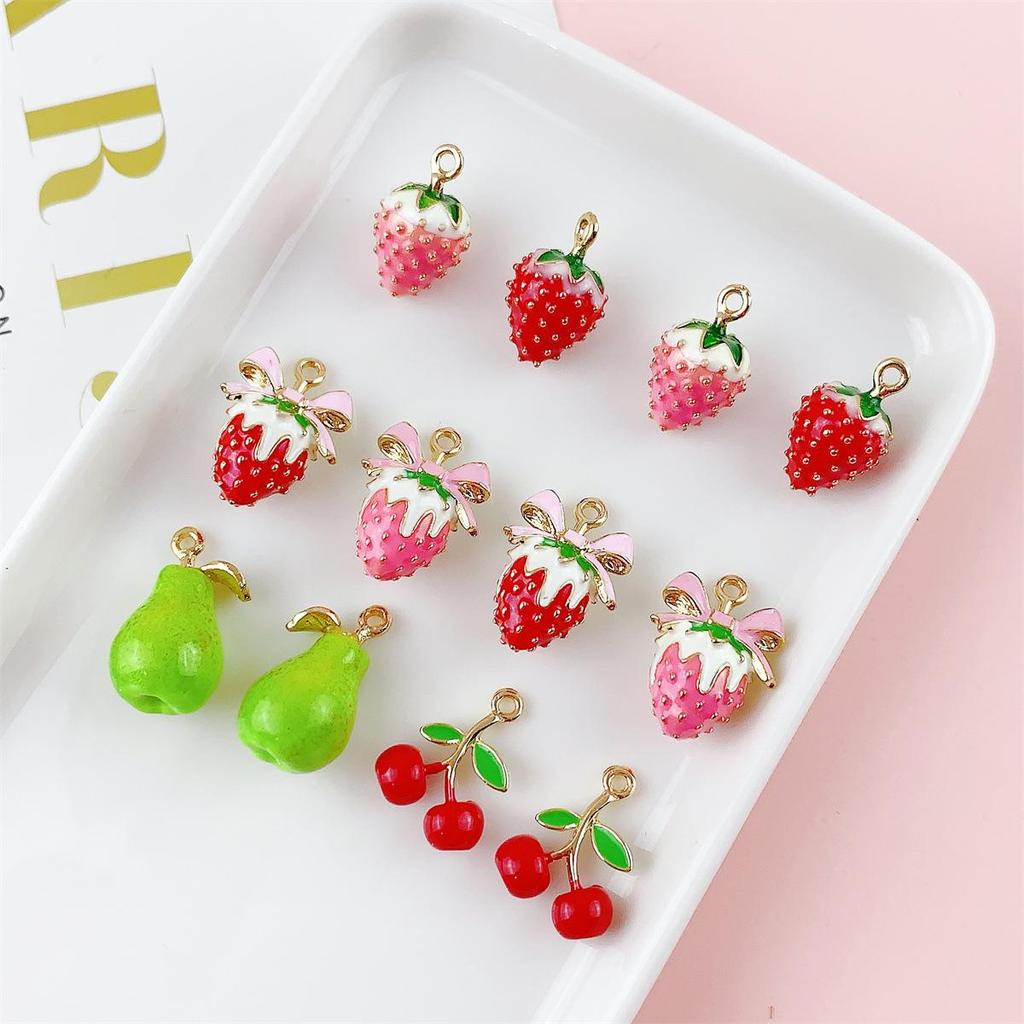 Colorful 3D Fruit Pendant Charms: Strawberry, Cherry, Pear for DIY Jewelry
