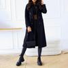 Women's Long Solid Double Breasted Long Sleeves Pocketless Coat Outwear Pocket Decoration