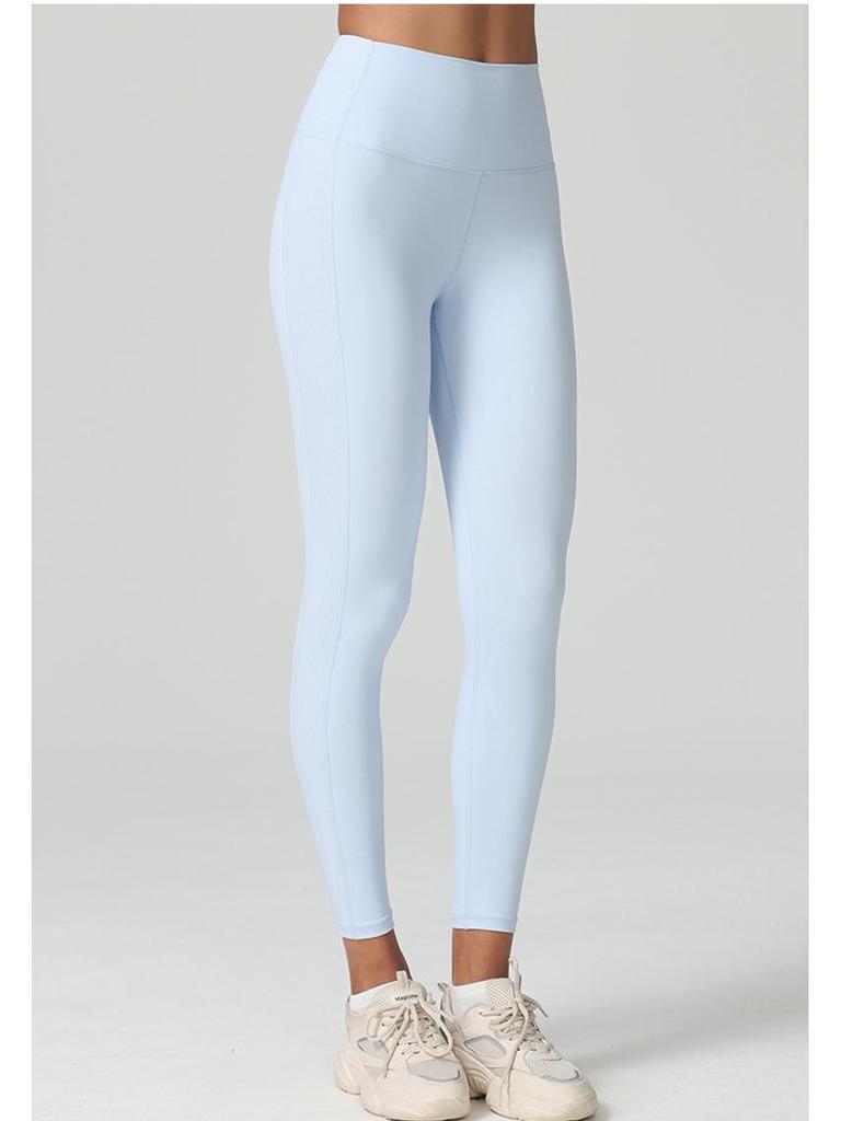 Spring-Summer High Waist Ribbed Patchwork Leggings: Butt-Lifting, Tummy-Control Yoga & Running Pants