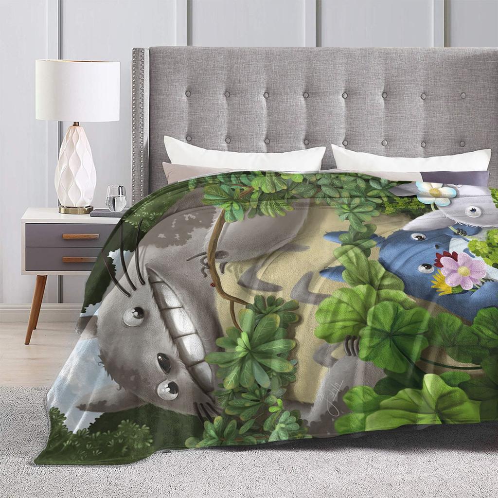 Cute T-Totoros Miyazaki Hayao Blanket Flannel Textile Decor Multi-function Super Soft Throw Blankets for Bed Office Bedspread
