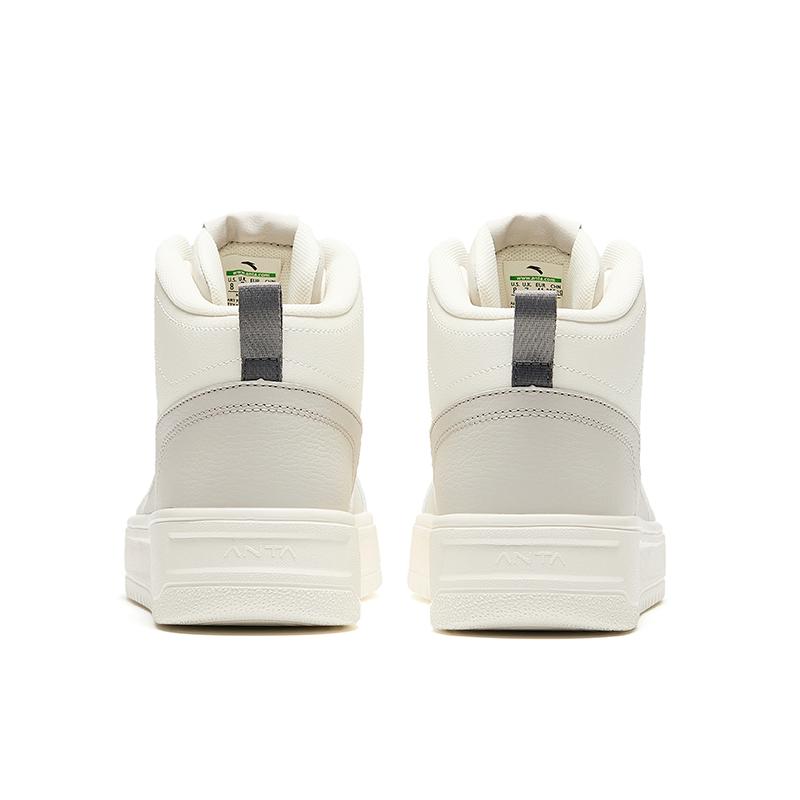Anta Abrasion Resistant Lightweight Breathable Height Increasing High Top Skateboard Shoes Men's White Gray Sneakers 912448002Q-8