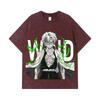 275 GSM Gewassen T-shirts 100% Katoen Demon Slayer V115 Sanemi Print Unisex Zwaar Katoenen T-shirt