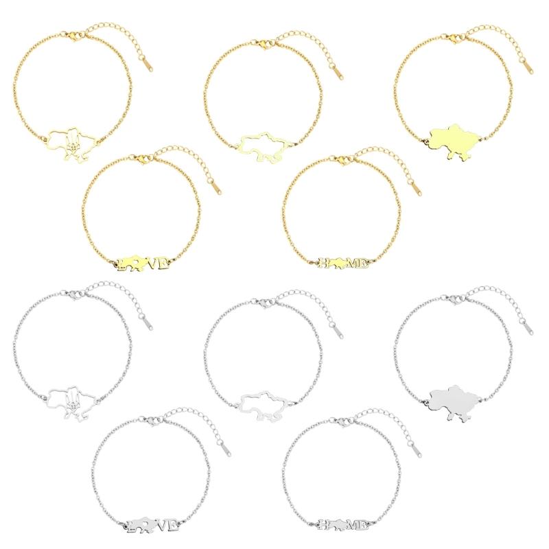 Ukraine Map Bracelets Pendant Bracelets Ukraine Flag Bracelets Ukraine Jewelry Chain Bracelets Stainless Steel Material