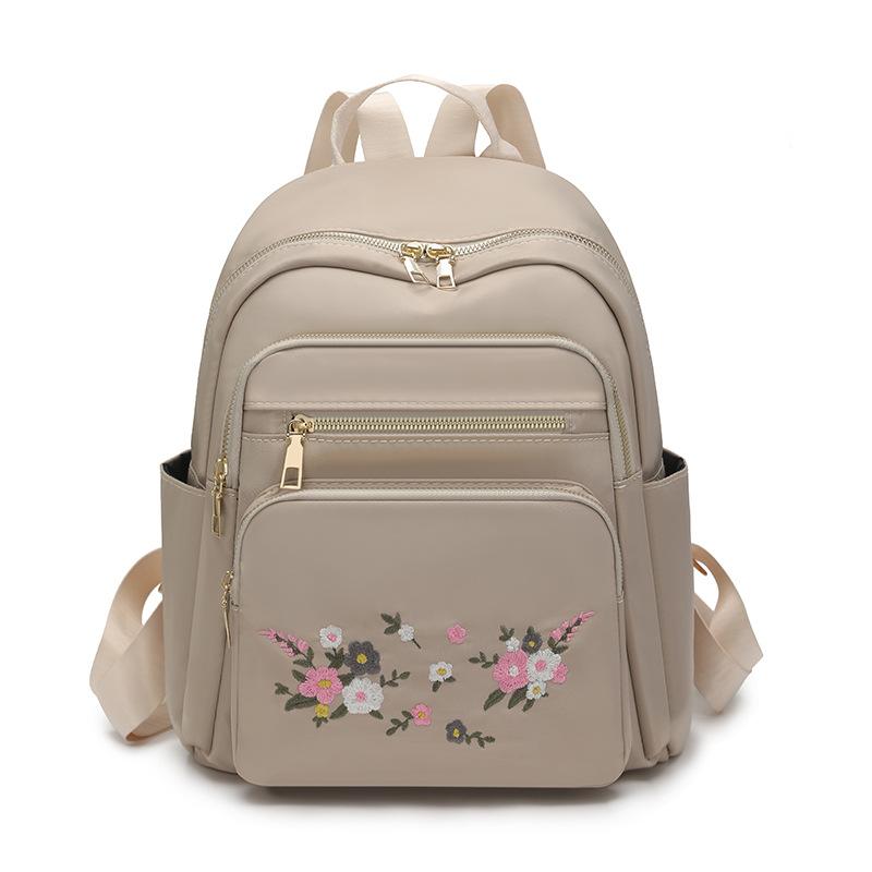 Оксфордский вышитый рюкзак Женский дорожный рюкзак Студенческий школьный рюкзак бежевый