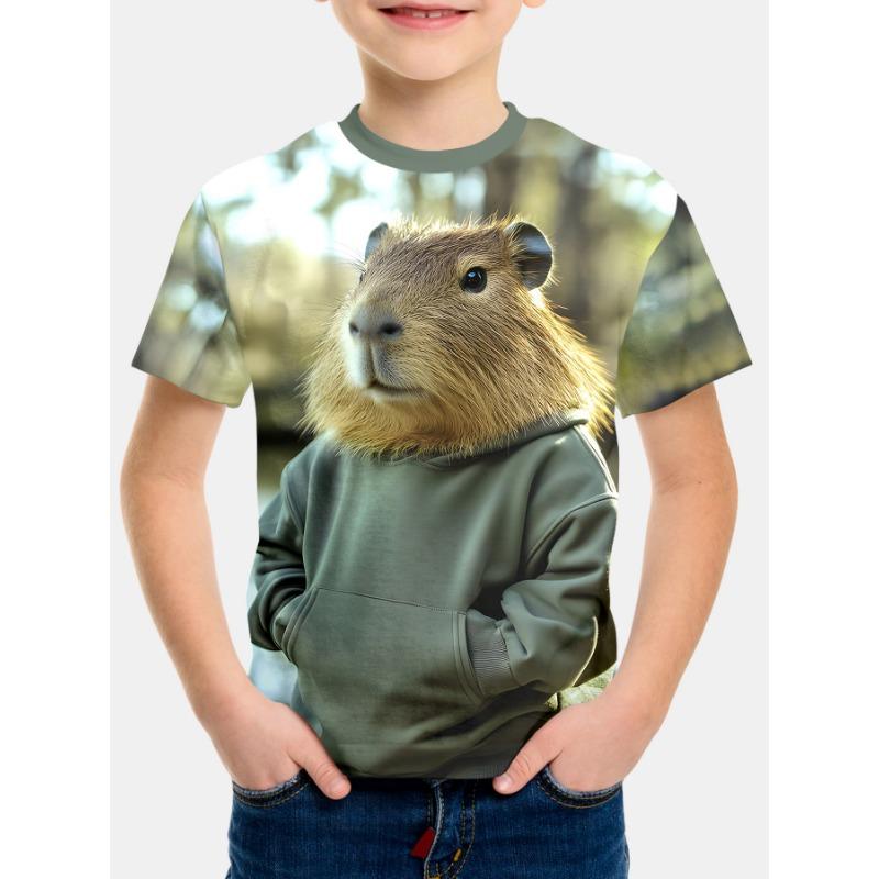Capybara Children's T-Shirt Tops 3D Print Kids Clothes Boys T-Shirt Short Sleeve Tee Summer T-Shirt for Boy Cartoon Girl Clothes