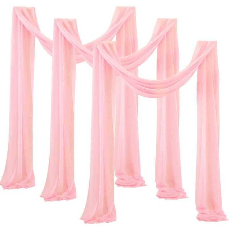 3Pack Set Wedding Arch Drape Fabric Sheer Chiffon Tulle Curtain Draping Backdrop Party Supplies Home Drapery Ceremony Decoration